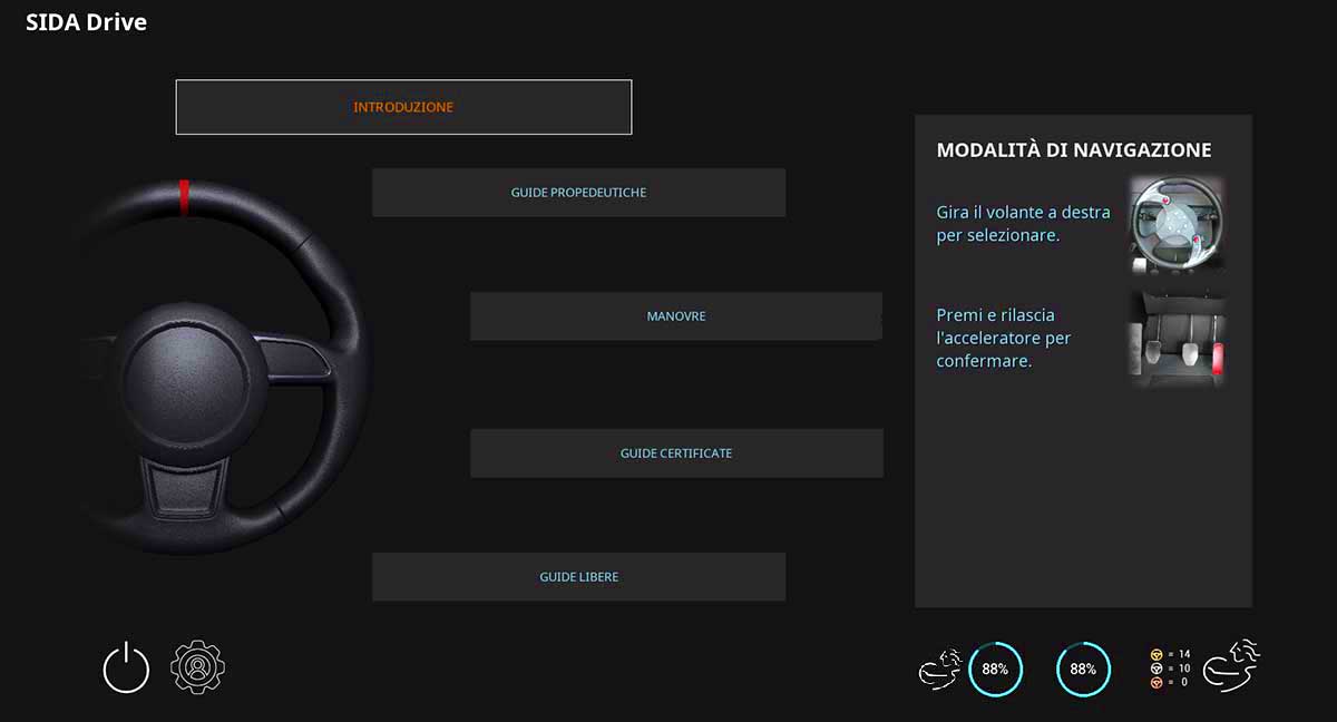 Menu SIDA Drive Simulatore